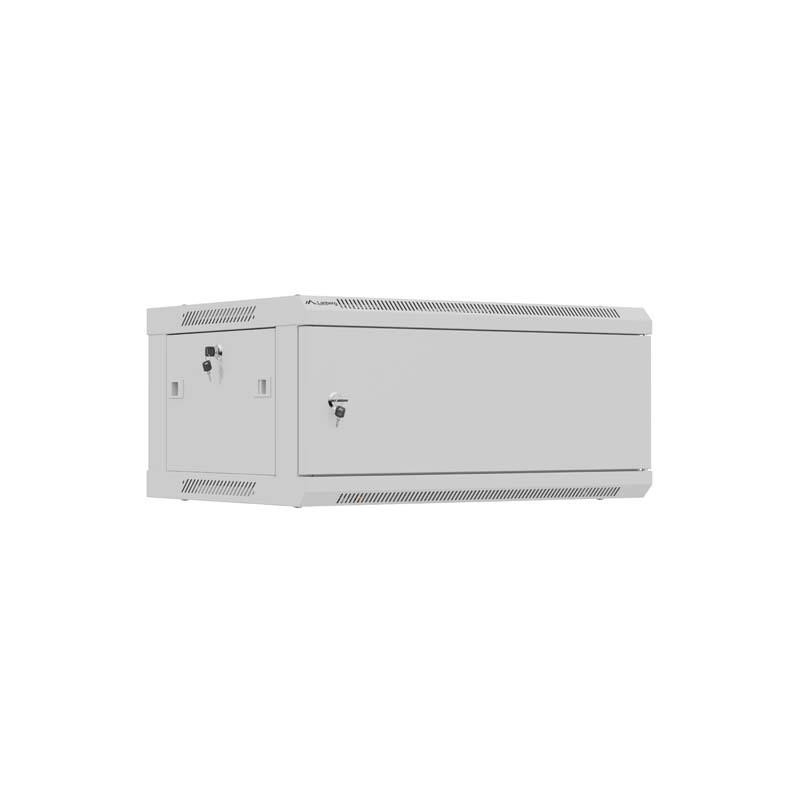 Szafa instalacyjna rack wisząca 19 cali 4U 600x450 szara drzwi metalowe (flat pack)