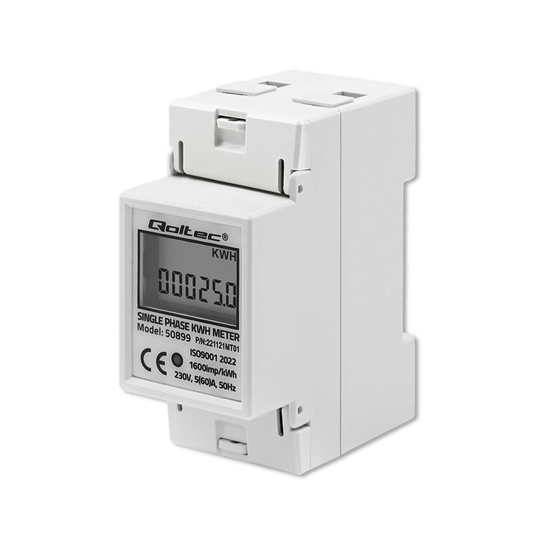 Jednofazowy elektroniczny licznik | miernik zużycia energii na szynę DIN | 230V | LCD | 2P