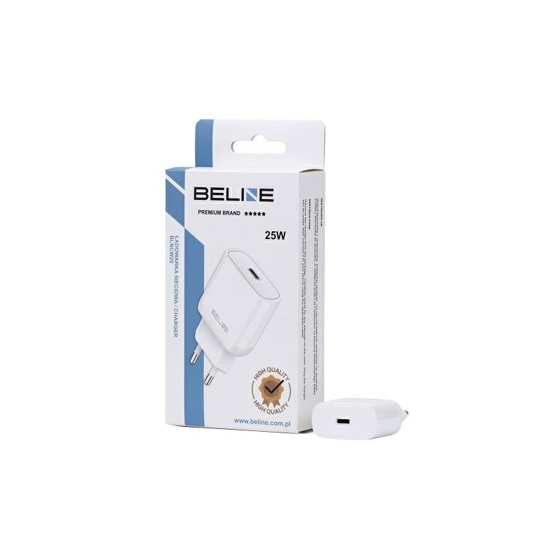 Ładowarka sieciowa 25W GaN USB-C PD 3.0 bez kabla, biała