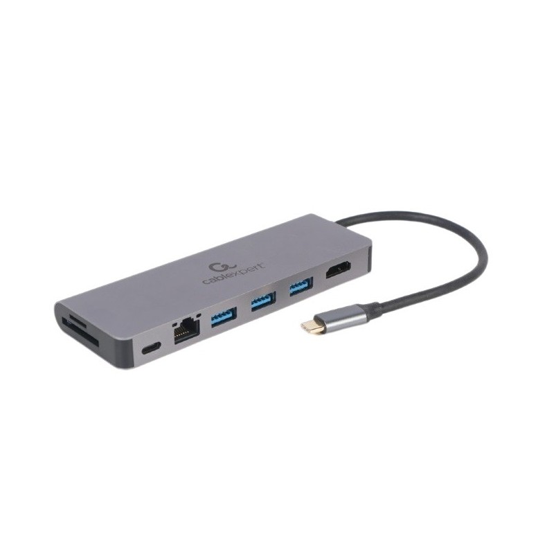 Hub USB-C do HDMI 1xUSB-C GbE 2xUSB-A Card PD