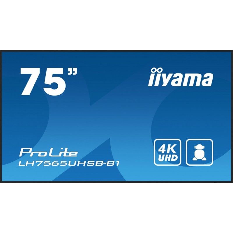 Monitor 75 cali LH7565UHSB-B1, 24/7, IPS, ANDROID 11, 4K, 800cd, iiSignage2, SDM, 2x HDMI, DP, 2x USB,2x 10W, RJ45, WiFi, 4/32GB, PION/POZIOM, 400x400(vesa)