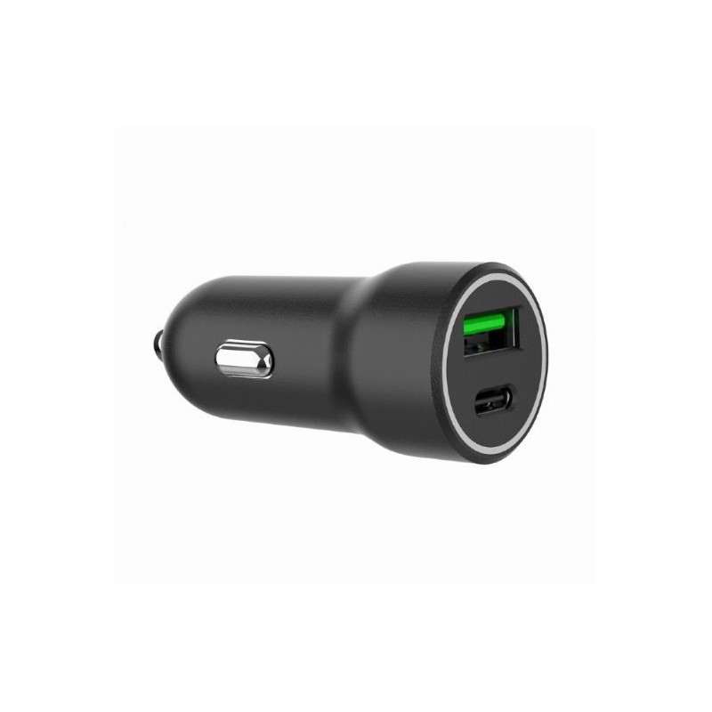 Ładowarka samochodowa USB-A/USB-C 20W PD czarna