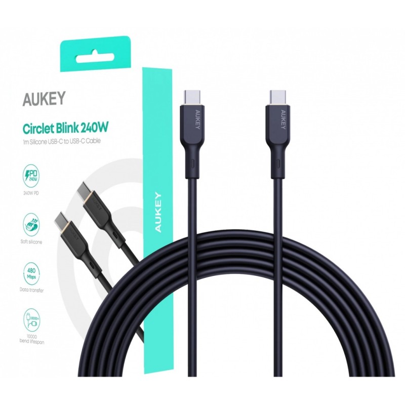 CB-SCC241 kabel USB-C - USB-C 1m 240W PD 5A 20V silikonowy czarny