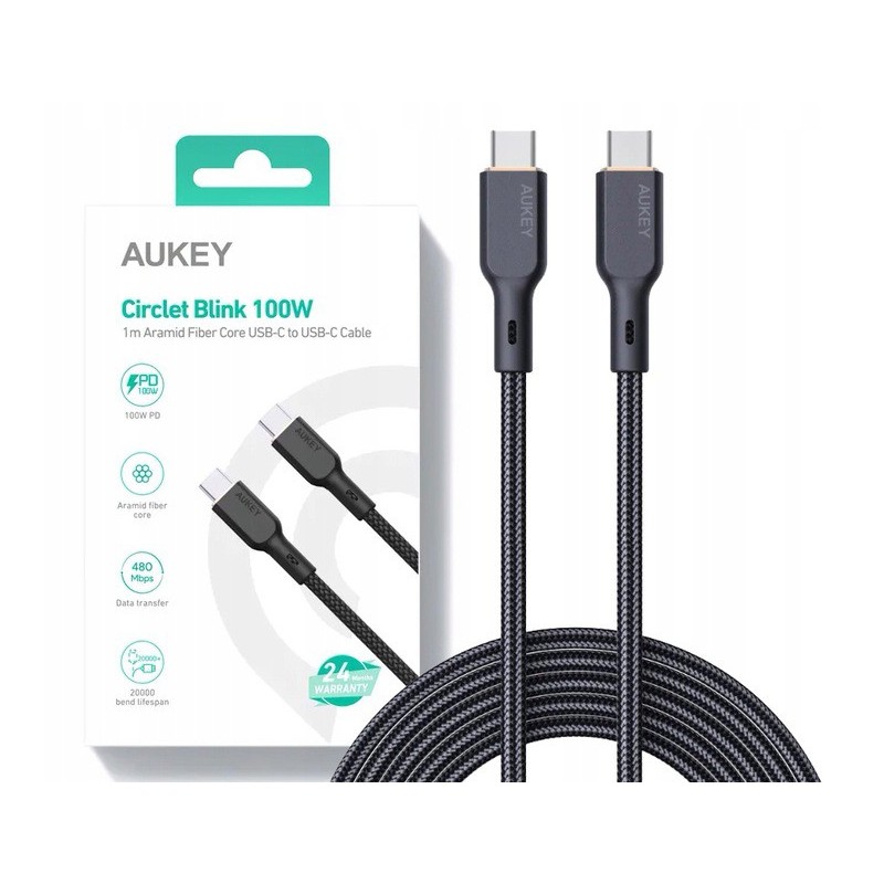 CB-KCC101 kabel USB-C - USB-C 1m 100W PD 5A 20V kevlar + nylonowy oplot