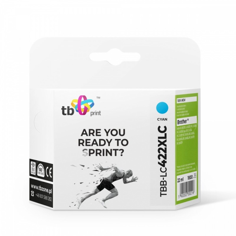 Tusz do Brother MFC-J5340DW TBB-LC422XLC 100% nowy cyan