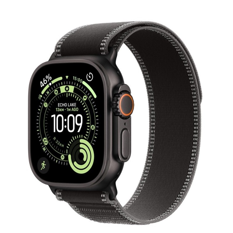 Watch Ultra 3 GPS + Cellular koperta 49 mm z tytanu w kolorze czarnym, opaska Trail w kolorze czarnym/węgla drzewnego - rozmiar M/L
