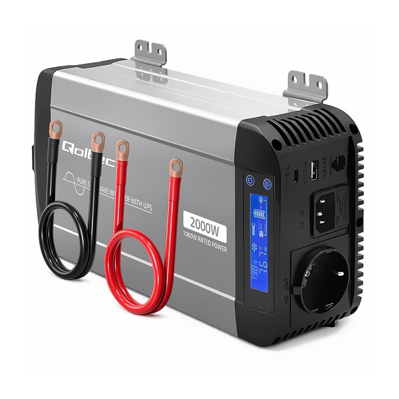 Przetwornica napięcia Pure Sine Wave | 12V na 230V | 1000/2000W |UPS BYPASS