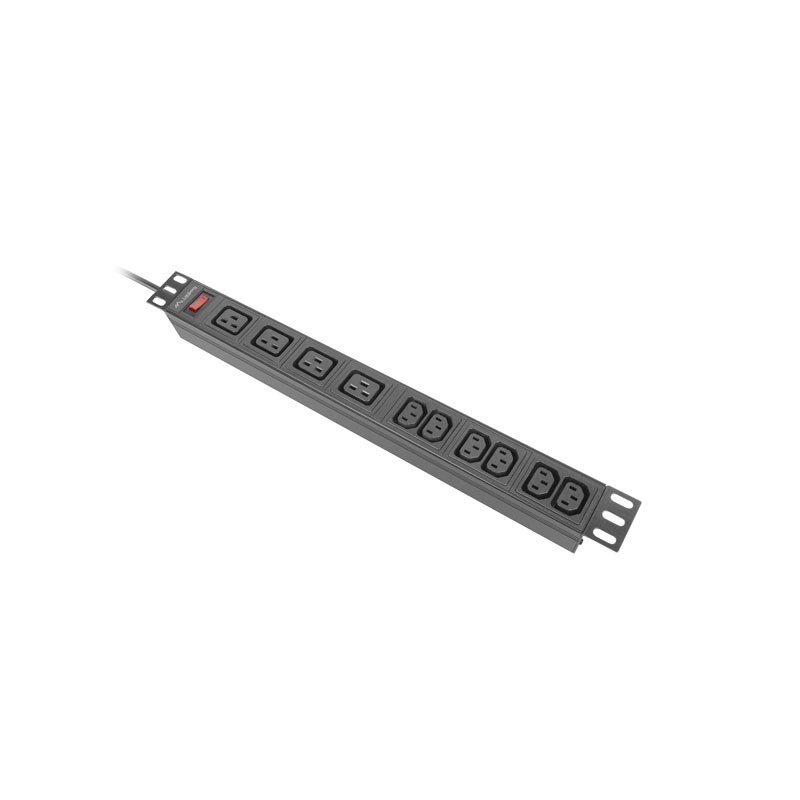 Listwa zasilająca rack PDU 19 cali 1U 16A 2M 4X C19 6X IEC C13 C20 czarna