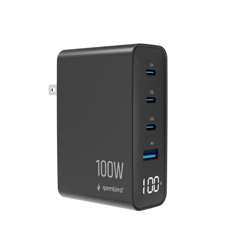 Ładowarka uniwersalna GaN 100W LCD 3xUSB-C 1xUSB-A czarna