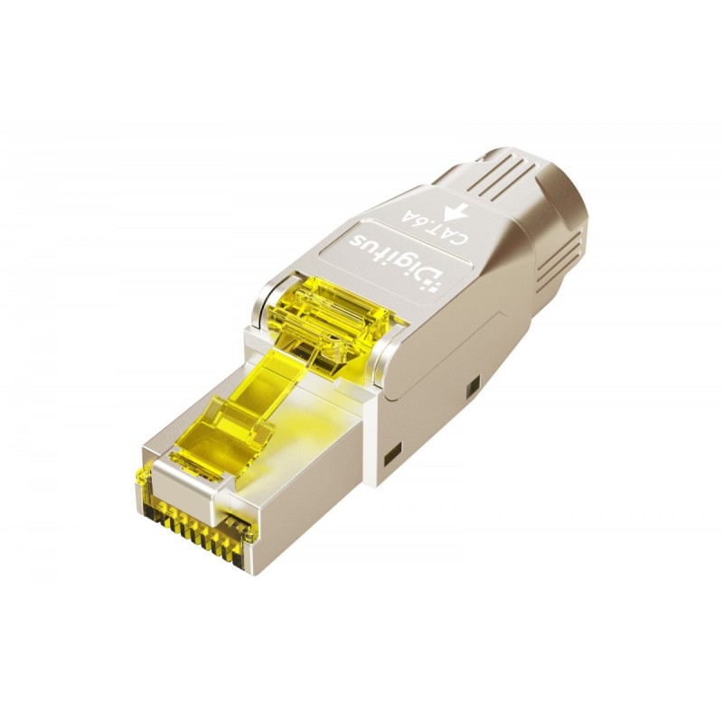 Wtyk modularny RJ45 kat.6A, PoE++, 10GbE, STP, ekranowany, beznarzędziowy, zakręcany, metalowy, AWG 22-27, linka/drut