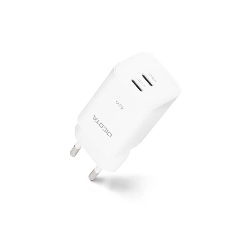 Ładowarka GaN 45W 2xUSB-C + kabel USB-C 1.5m biała