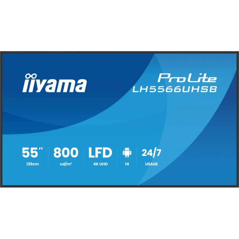 Monitor profesjonalny 55 cali LH5566UHSB-B1AG 4K, VA, A14, 800cd, 5000:1, 6,5ms, 2xHDMI, USB-C, RJ45, 2xUSB, 2x10W, WiFi, iiSignage2 4/32GB