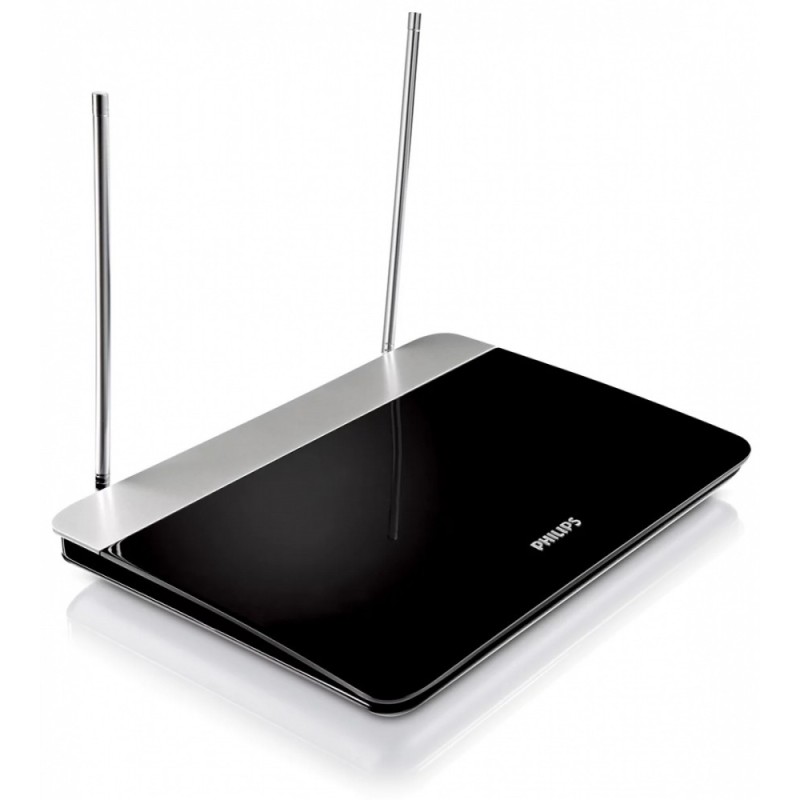 Antena wewnętrzna TV z regulacją wzmocnienia, przewód koncentryczny 1.8m, 75Ohm, 3G/4G, DVB-T/T2, zgodna z RED