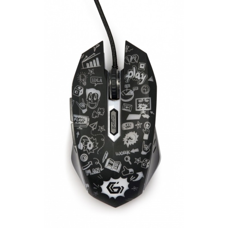 Mysz optyczna LED, 6-przyciskowa, USB, czarna