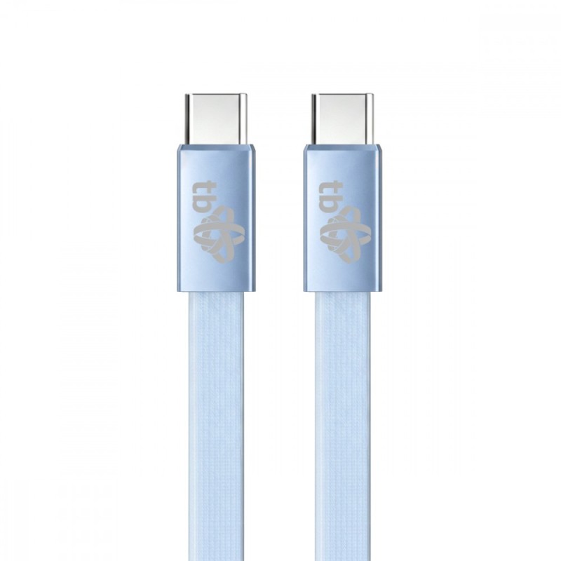 Kabel USB C - USB C 1m płaski błękitny