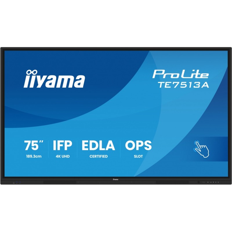 Monitor 75 cali TE7513A-B3AG INFRARED, 40pkt, IPS, 4K, 500cd, 1200:1, WiFi, USB, ANDROID 14, Google EDLA, 2x20W, uchwyt ścienny