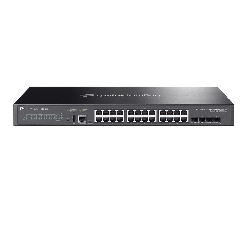 Przełącznik zarządzalny Omada 24-Port Gb Stackable Lite L3 SG5428X 24× Gigabit RJ45 Ports, 4× 10G SFP+ Slots, RJ45/USB Type C Console Port