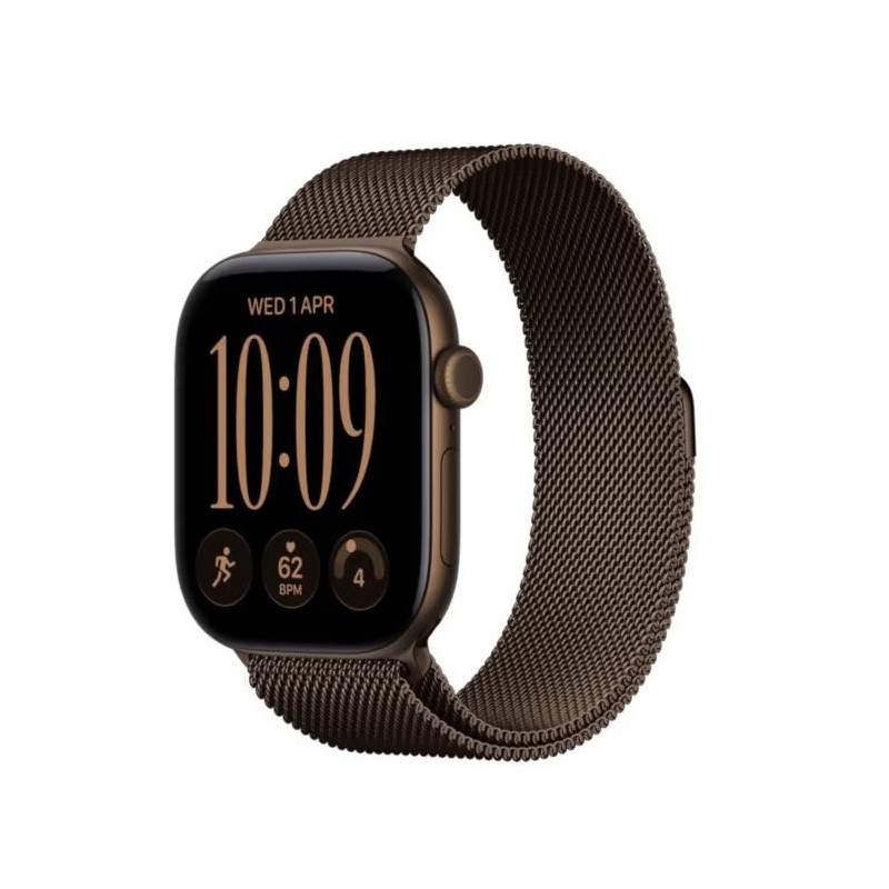 Watch Series 12 GPS+Cellular, koperta 46 mm z aluminium w kolorze ciemnego brązu, bransoleta mediolańska w kolorze ciemnego brązu - rozmiar M/L