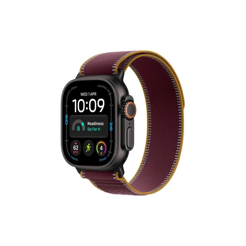 Smartwatch Watch Ultra 4 GPS + Cellular, koperta 49mm z tytanu w kolorze czarnym, opaska Trail w kolorze burgunda - rozmiar M/L