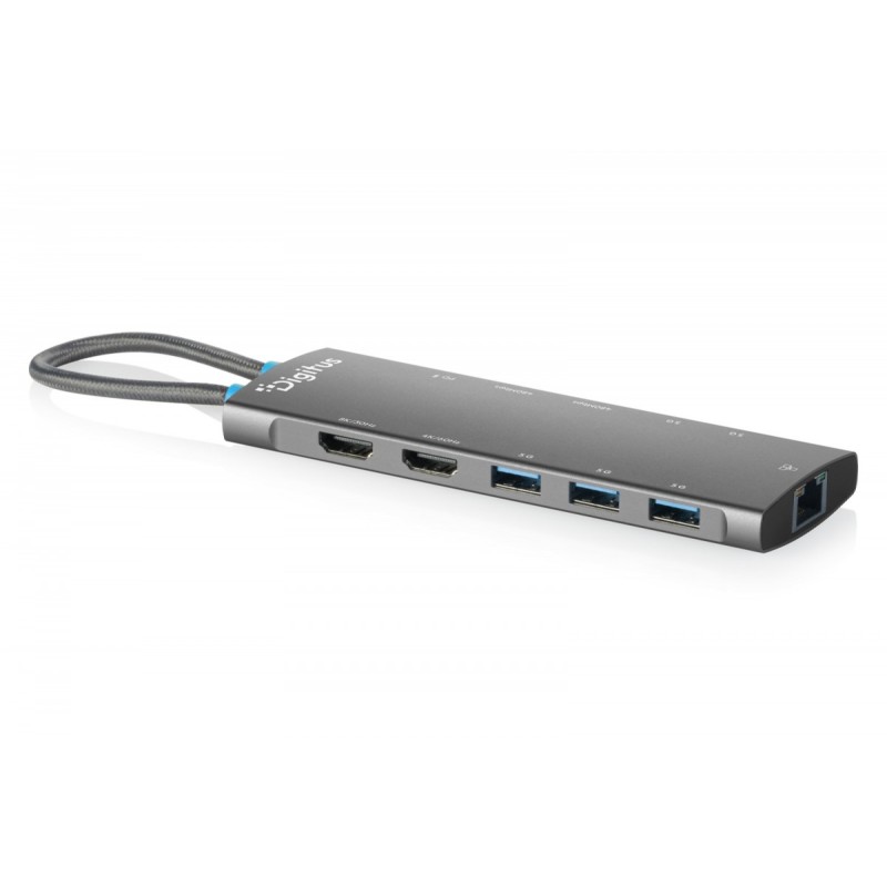 Stacja dokująca USB-C 11-portowa, HDMI 8K/30Hz + HDMI 4K/60Hz, 3x USB-A + 2x USB-C 3.2 Gen1, 2x USB-A 2.0, RJ45, Power Delivery 100W, MST/SST