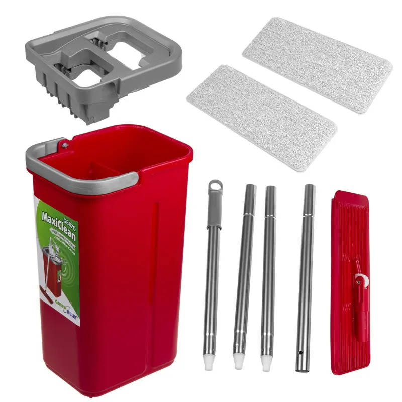 Mop płaski z wiadrem i wyciskaczem GreenBlue GB870 , dwa wkłady microfibra