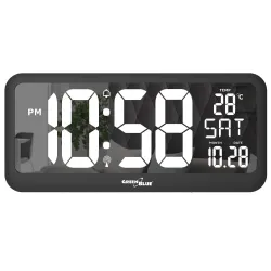 Zegar ścienny LCD bardzo duży GreenBlue GB214 temperatura, data