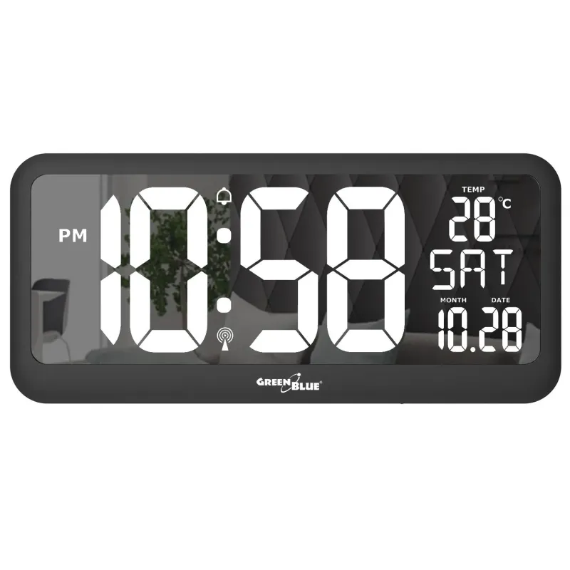 Zegar ścienny LCD bardzo duży GreenBlue GB214 temperatura, data