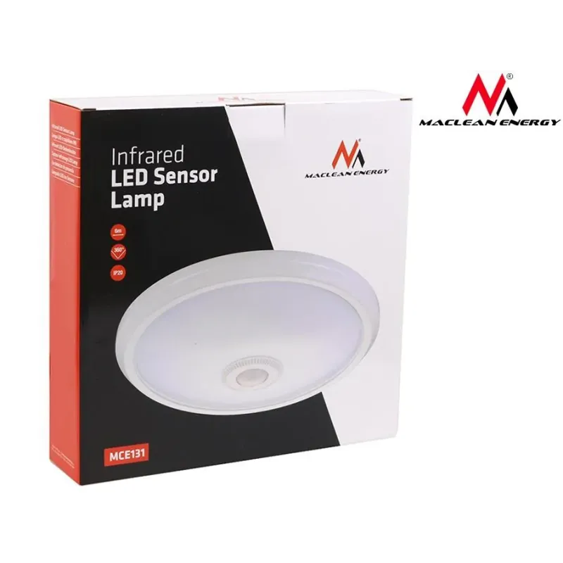 Plafon LED Maclean MCE131 12W z czujnikiem ruchu pir zasięg 6m