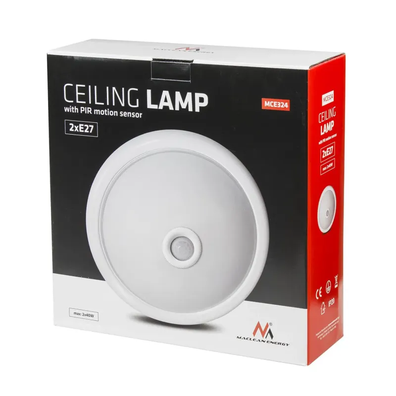 Plafon Maclean Energy MCE324 z czujnikiem ruchu i zmierzchu do LED