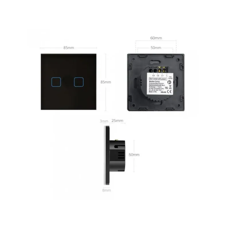 Włącznik dotykowy światła Maclean MCE703B podwójny, sz... | PartsPC.pl