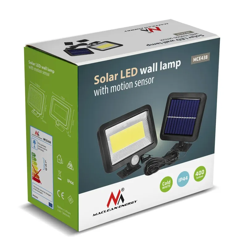 Naświetlacz LED solarny z czujnikiem ruchu Maclean MCE438 IP44, 5W, 400lm,