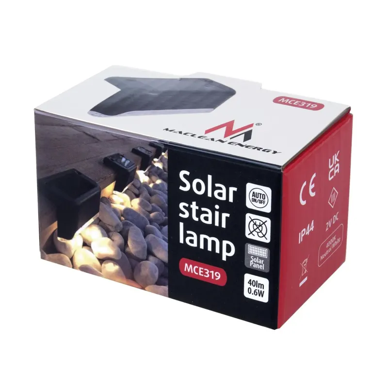 Lampa solarna schodowa tarasowa LED Maclean MCE319 IP44 4000K Ni-MH 100