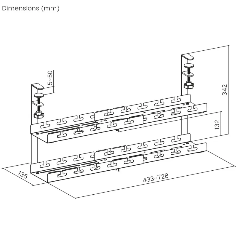 Organizer podbiurkowy na kable Maclean MC-102 B, max. obciążenie 5kg, max.