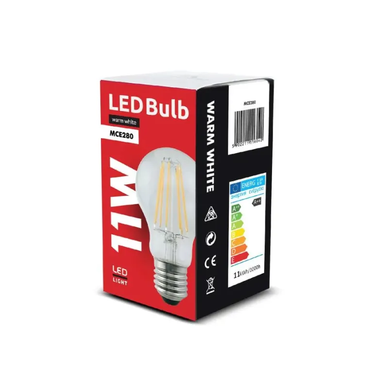 Żarówka filamentowa LED E27 Maclean MCE280 WW 11W 230V ciepła biała 3000K