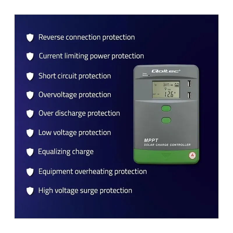 Regulator ładowania MPPT Qoltec solarny z czujnikiem tempera… | PartsPC.pl