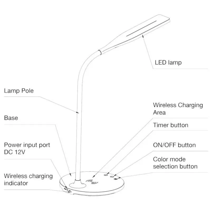 Lampka LED Techly 5.5W biurkowa dotykowa z ładowarką Qi 15W