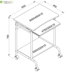 Biurko komputerowe Techly mobilne 600x450 buk