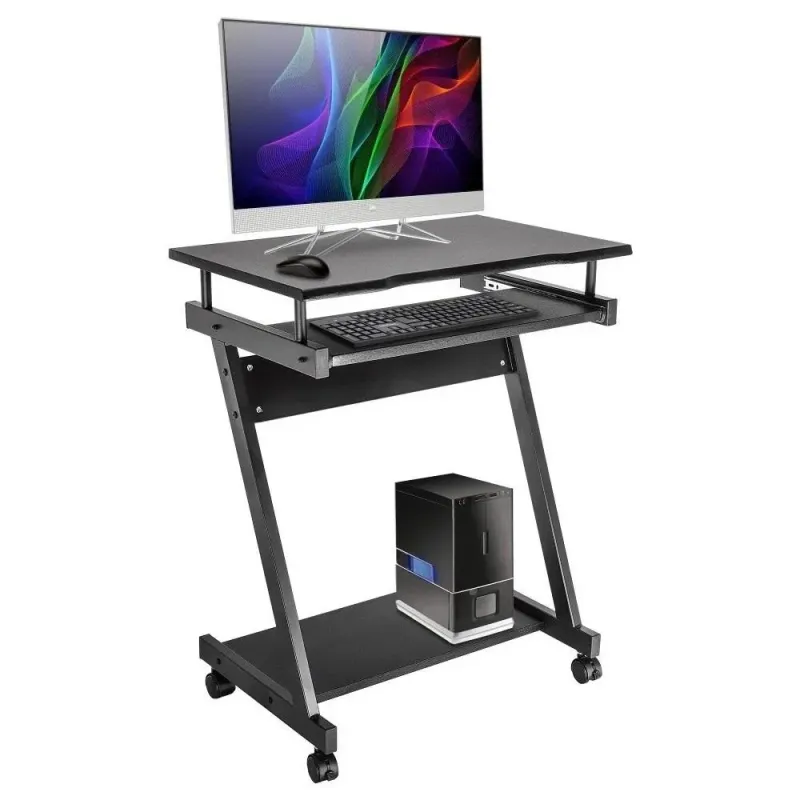 Biurko komputerowe Techly mobilne 590x370 z szufladą czarne