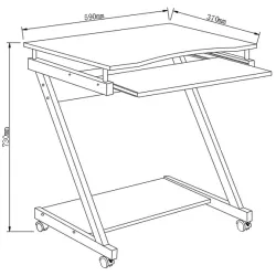 Biurko komputerowe Techly mobilne 590x370 z szufladą czarne