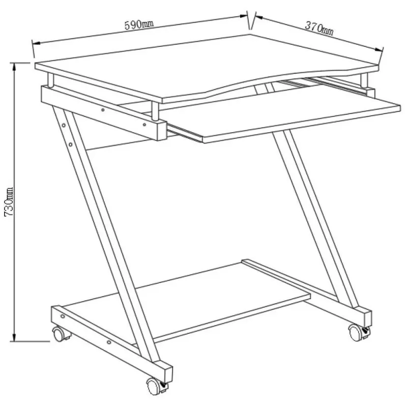Biurko komputerowe Techly mobilne 590x370 z szufladą czarne