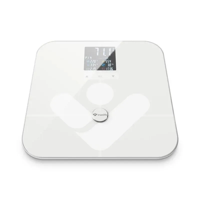 Waga diagnostyczna bluetooth TrueLife FitScale W7 BT biała kolorowy LCD 0,2