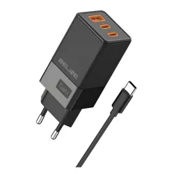 Ładowarka sieciowa Beline 65W GaN 2xUSB-C PD 3.0 + 1xUSB-A QC 3.0 +kabel