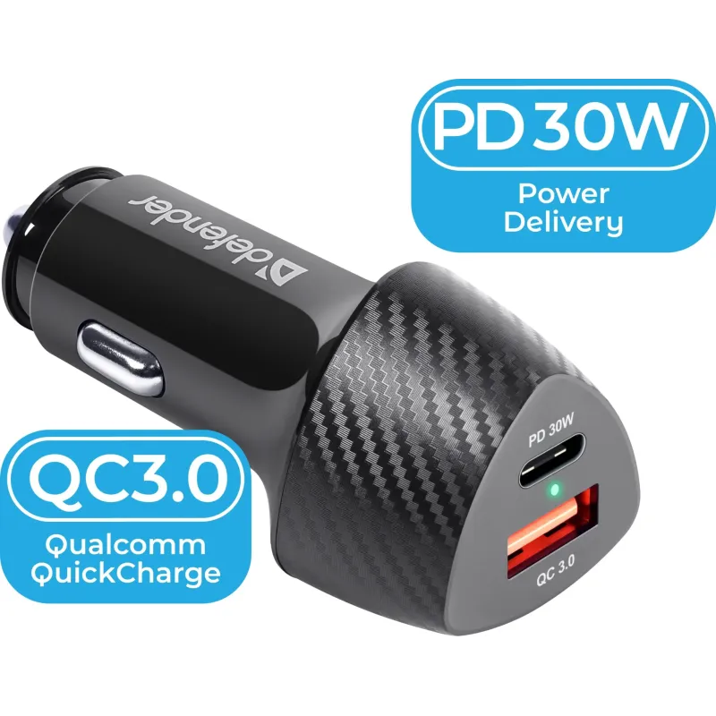 Ładowarka samochodowa Defender UCA-92 USBx1 USB-Cx1 QC, PD power delivery