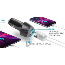 Ładowarka samochodowa Defender UCA-92 USBx1 USB-Cx1 QC, PD power delivery