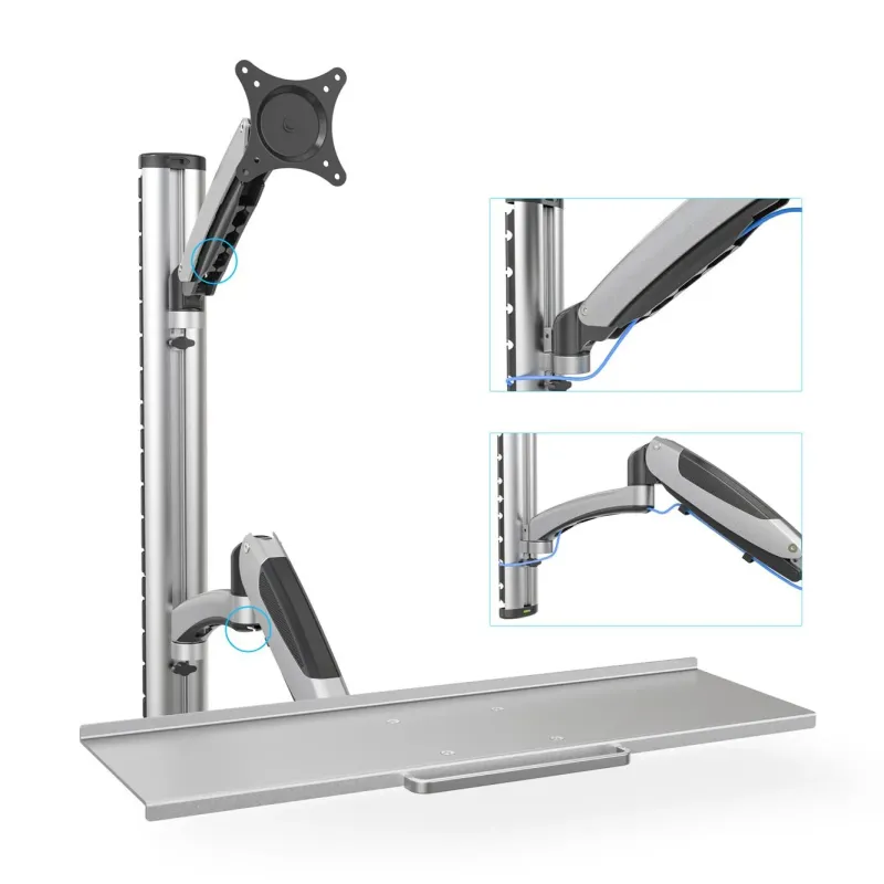 Ramię naścienne pojedyncze DIGITUS, 1xLCD + klawiatura, max. 27" i 8kg,