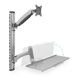Ramię naścienne pojedyncze DIGITUS, 1xLCD + klawiatura, max. 27" i 8kg,