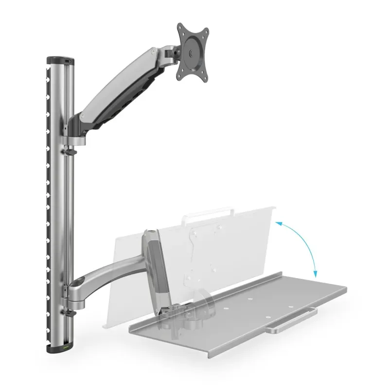 Ramię naścienne pojedyncze DIGITUS, 1xLCD + klawiatura, max. 27" i 8kg,
