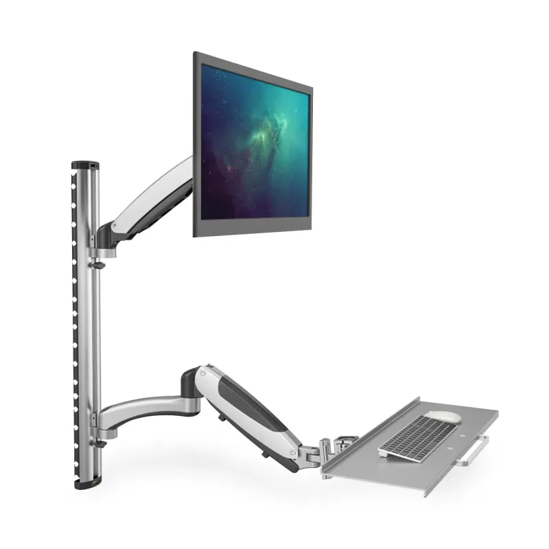 Ramię naścienne pojedyncze DIGITUS, 1xLCD + klawiatura, max. 27" i 8kg,