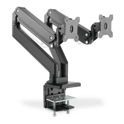 Ramię biurkowe podwójne z zaciskiem DIGITUS 2xLCD z sprężyną gazową max.