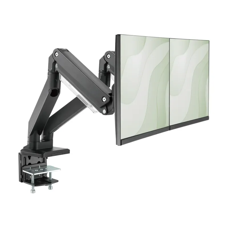 Ramię biurkowe podwójne z zaciskiem DIGITUS 2xLCD z sprężyną gazową max.